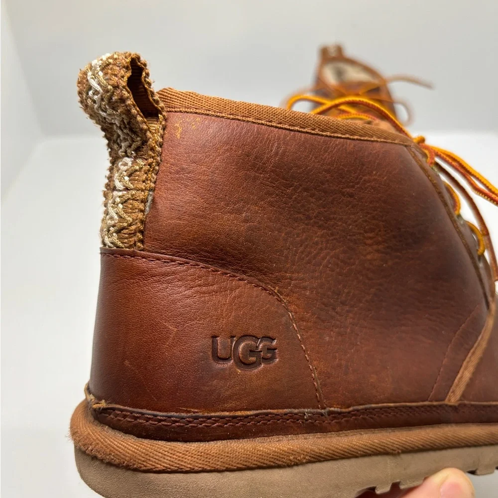 UGG Neumel Men’s 9 Brown Leather Wool Lined Chukka Boots - Picture 11 of 12